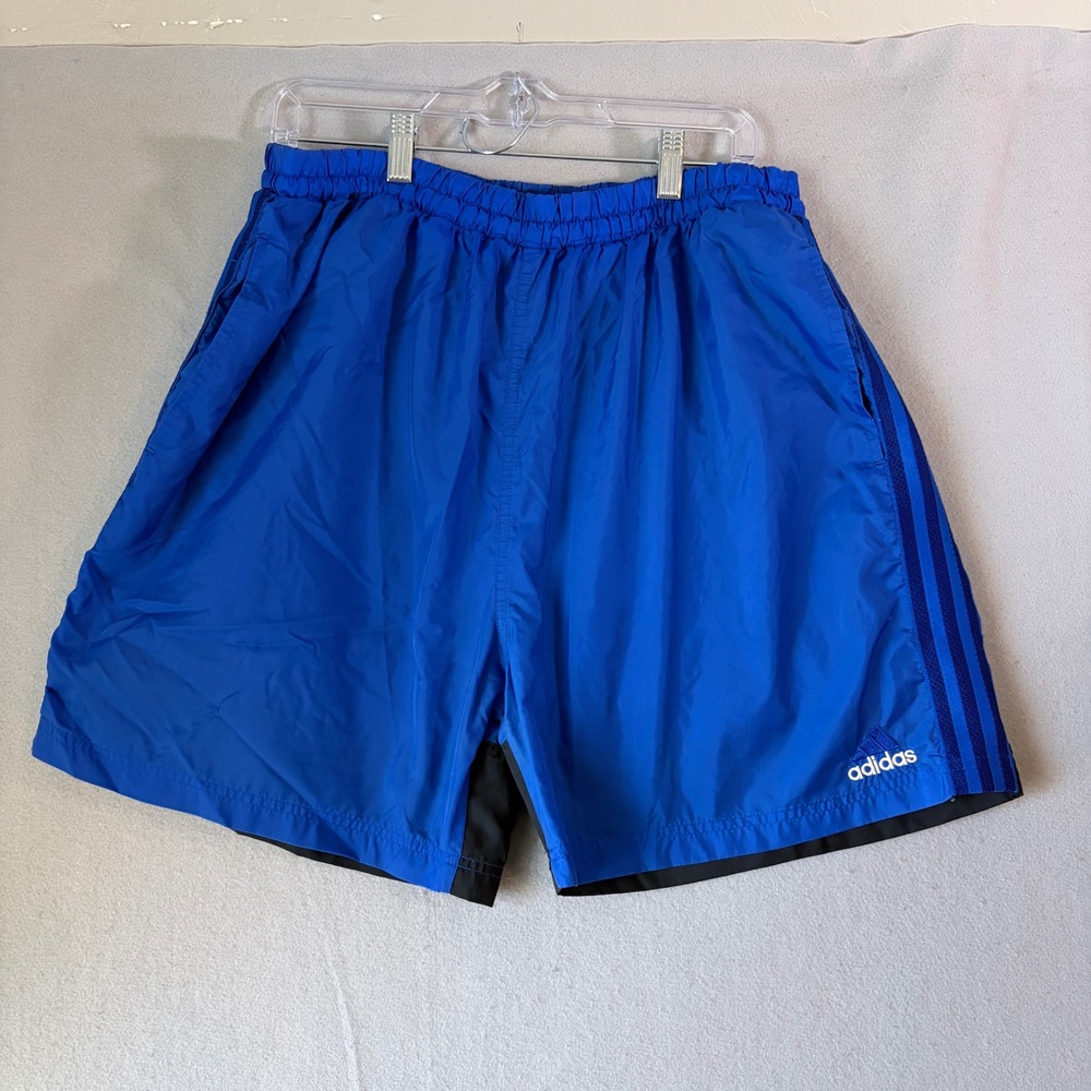Adidas Mens Vintage Nylon Mesh Lined Athletic Shorts Blue Black XL RN 88387
